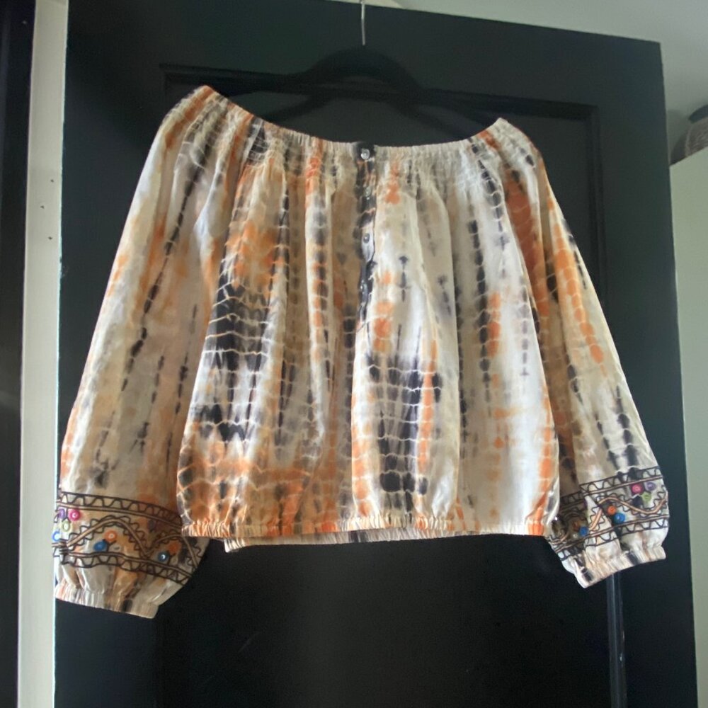 Desigual Ambar Boatneck Blouse Off Shoulder Smock Embroidered Boho XXL